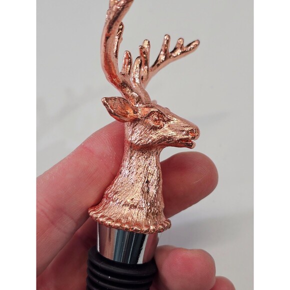 WN LOT OF 10 Rose Gold Deer Wine Bourbon Decanter Stoppers Hunting Party Favor - Picture 3 of 5